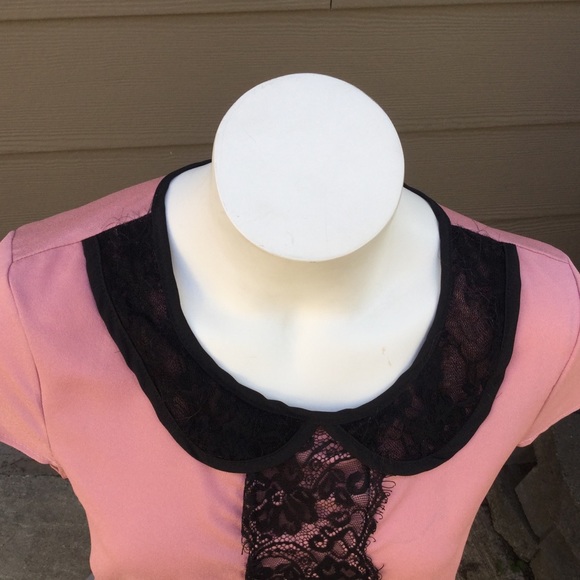 Lily White Pink Blouse with Black Lace - Picture 6 of 10